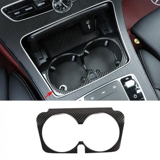 Water Cup Frame Trim For Benz E-Class Inner Central Console Carbon Fiber 2016-21