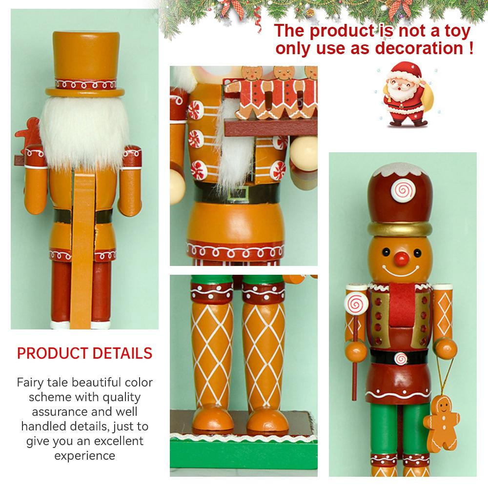 35cm/38cm Weihnachtsnussknacker Holz-Lebkuchenmann-Marionette Kreative Keks-Puppe Handwerkskunst Feiertagsgeschenk Haus-Büro-Dekoration