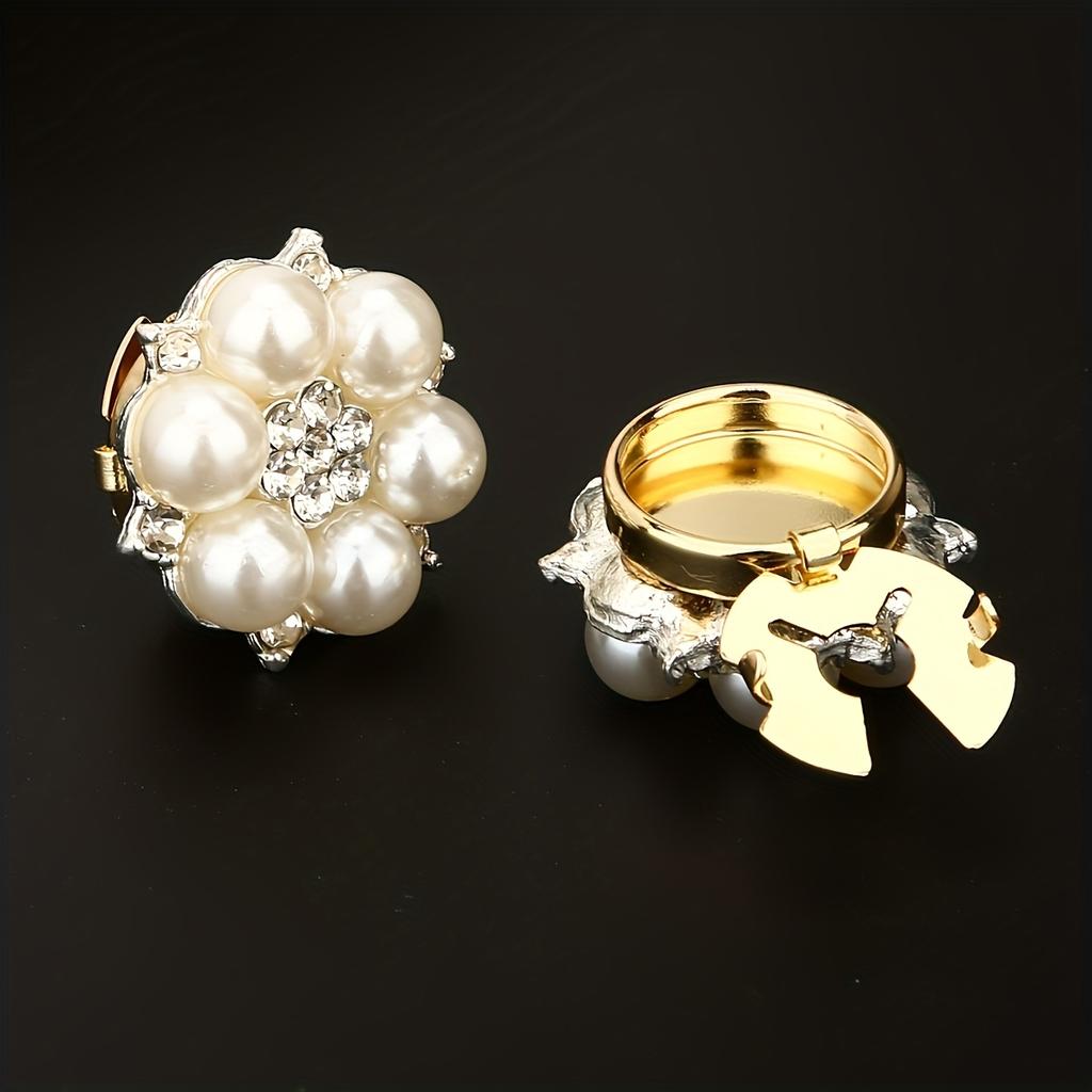 4pcs Women's Elegant Rhinestone Faux Pearl Button Set - Multiple Styles Available, Detachable Clip Design, Suitable for Dresses/Suits/Shirts