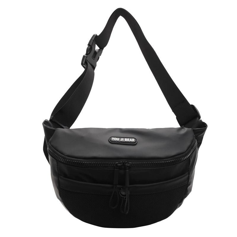Black Waterproof PU Chest Bag Outdoor Cycling Bag Men Women Crossbody Mobile Phone Bag