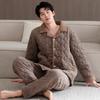 Pajamas Men's Winter 1011 New Three-layer Thickened Fleece Padded Cotton Autumn and Winter Middle-aged Dad Large Size Winter Loungewear