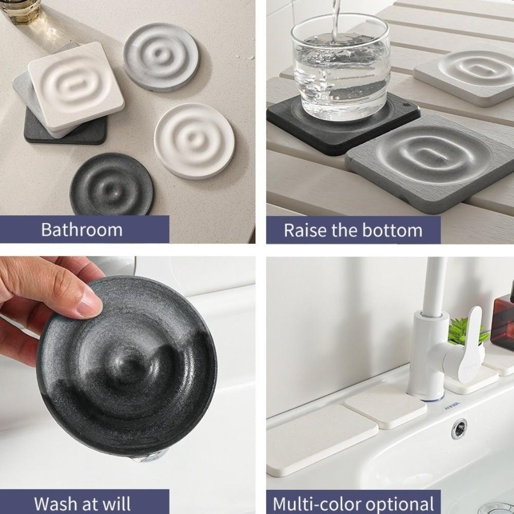 Household 10x10cm Diatomaceous Earth Pad Water Absorbing Anti Slip Water Absorbing Pad Decorative Practical Sink Tray Tabletop