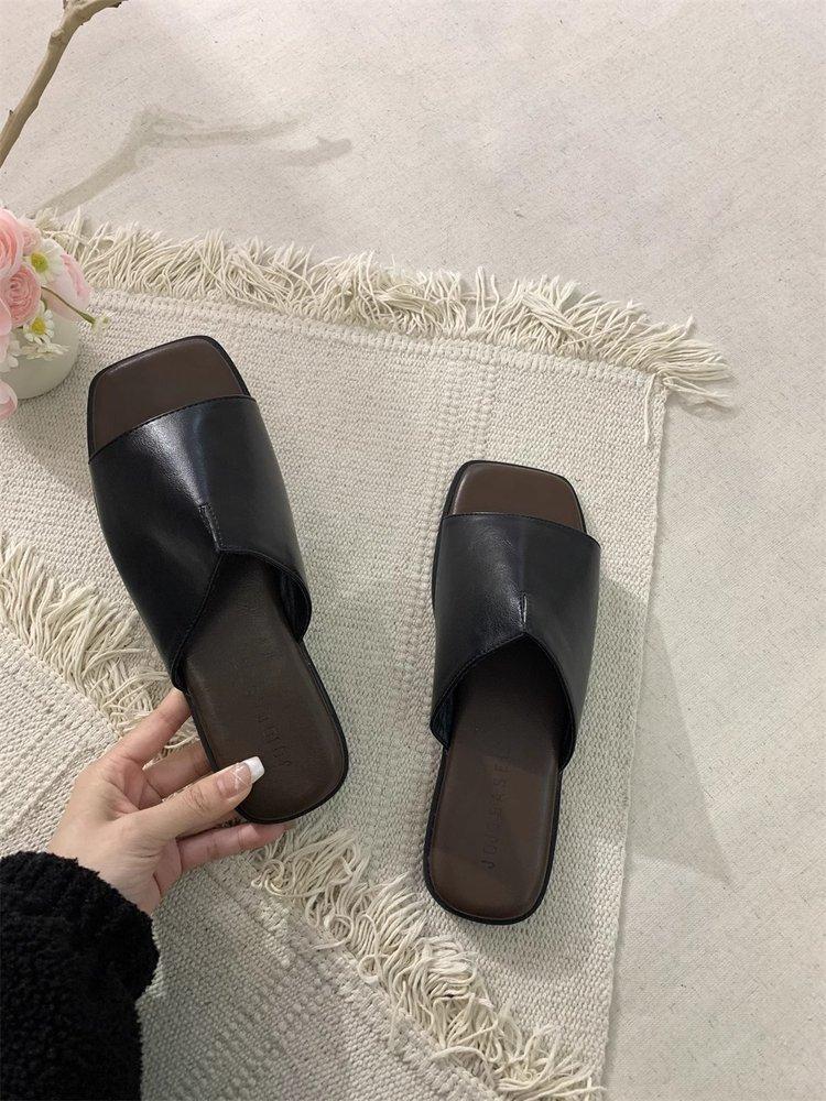 

Women s slippers women wear new fairy seaside beach soft flat one-word sandals when they go out in summer 35 чорний