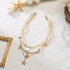 Gold Color Multilayer Starfish Shell Pendant Necklace For Women Boho Imitation Pearl Beads Choker Summer Beach Vacation Jewelry