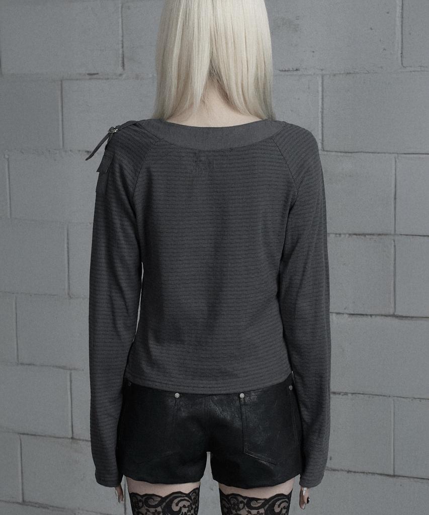 ETRE AU SOMMET Chain Bijo Pocket Long Sleeve T-Shirt (Charcoal)