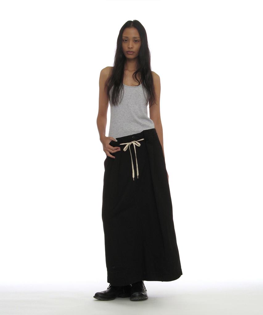 Partimento Woman Inverted Drawstring Maxi Skirt_Black