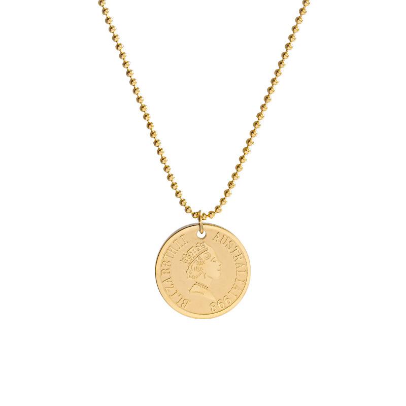 Niche French avatar pendant female, baroque titanium steel non-fading necklace personalized collarbone chain