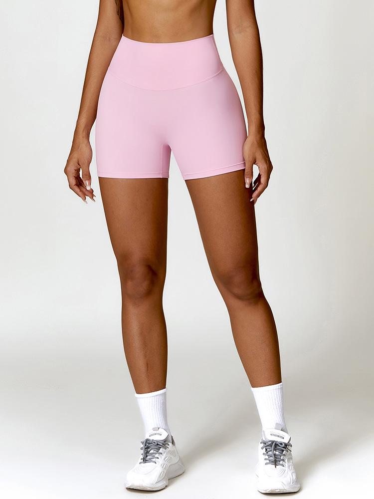 Women's High Waist Ruched Yoga Shorts - Peach Lift, Tight Fit Sports & Running Shorts