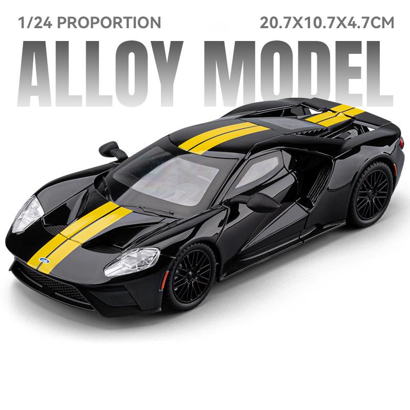 1/24 Ford GT Alloy Super Sports Car Model Diecasts Metal Racing Vehicles Car Model High Simulation Sound and Light Kids Toy Gift