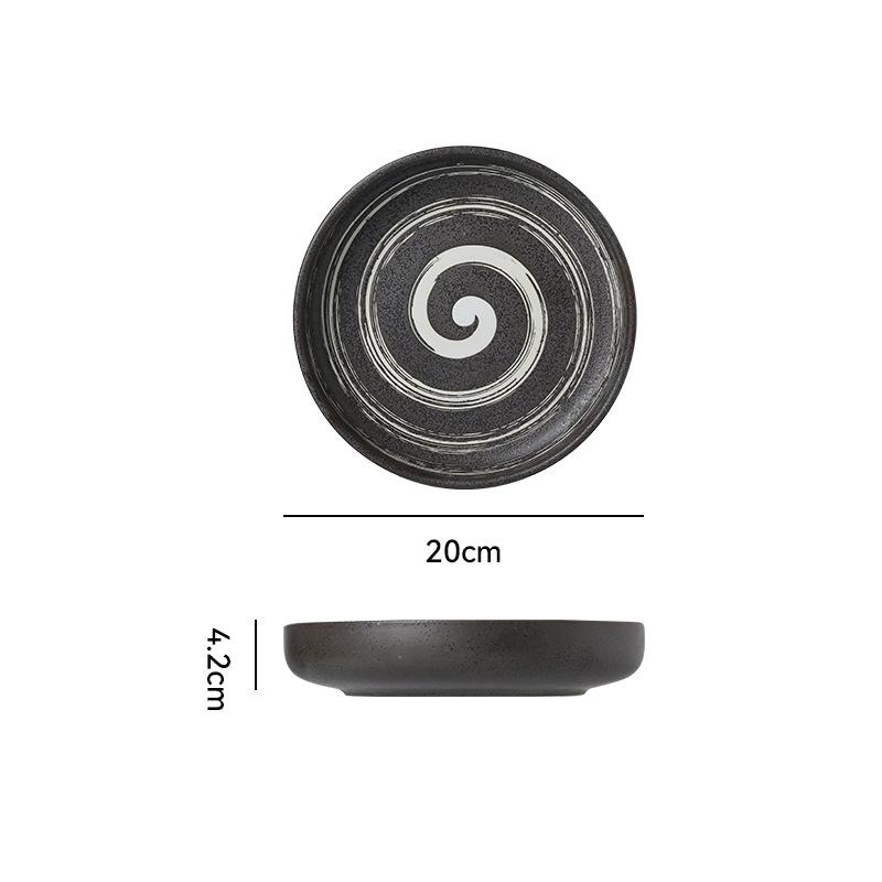 Japanese Retro Ceramic Tableware Rice Plate Restaurant Hotel Steak Plate Western Plate Household Deep Plate Soup Plate