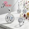 Exquisite Women Wedding Necklace Earring Ring Jewelry Set 925 Sterling Silver Zircon Crystal Jewelry Set