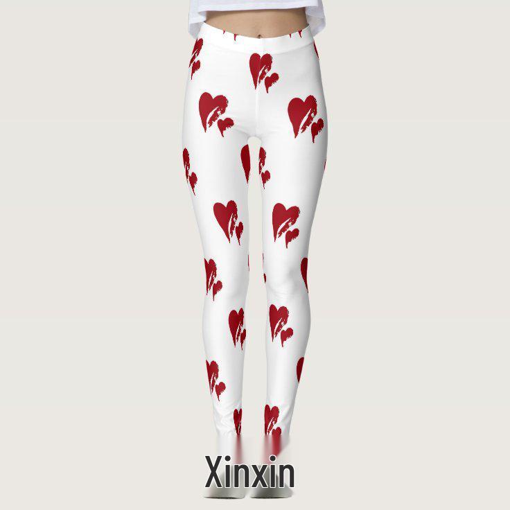 Heart-Shaped Women s Digital Print Slim-Fit Yoga Pants XL