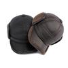 Winter Cap Men PU Leather Baseball Cap For Men With Earflaps Thicker Warm Snapback Hat Middle Elderly Aged Dad Hat Ear Cover