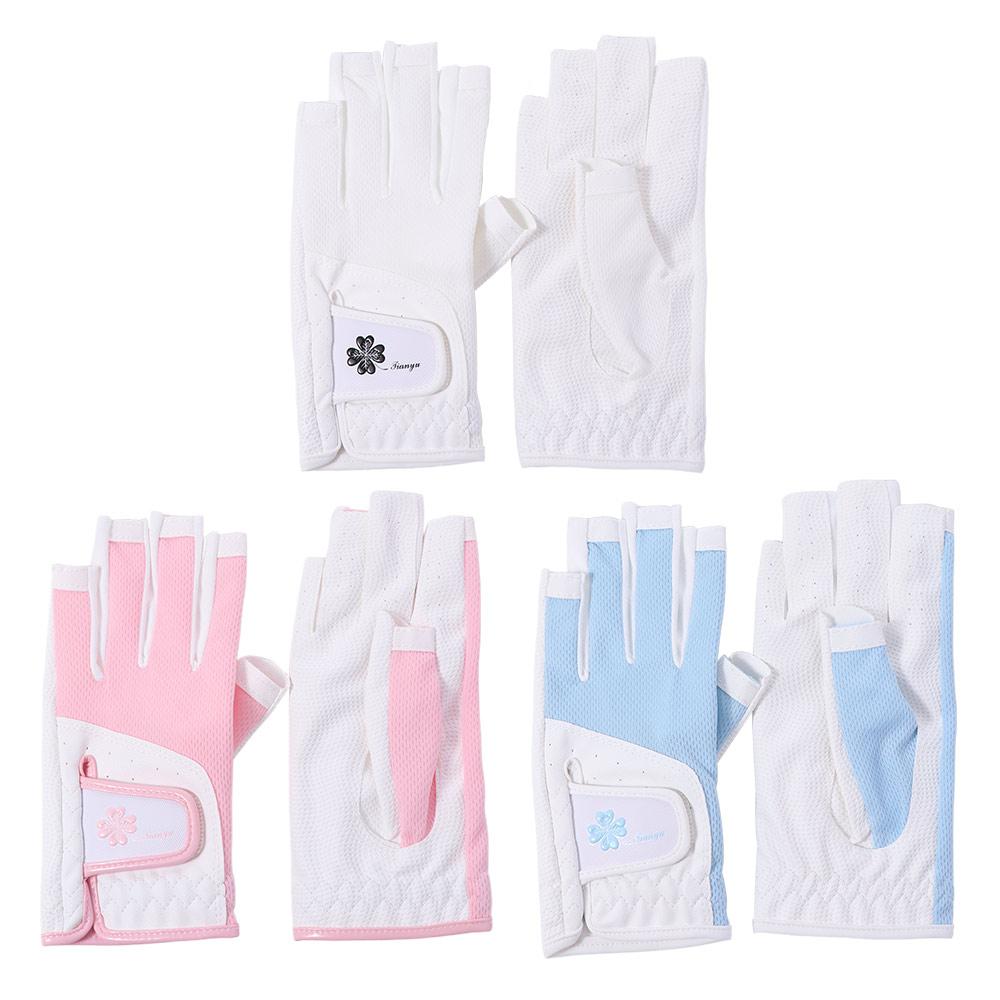 Comfortable Women's Sport Gloves Fingerless Non-slip Fingerless Golf Gloves Mesh Breathable Golf Mittens Palm Protection