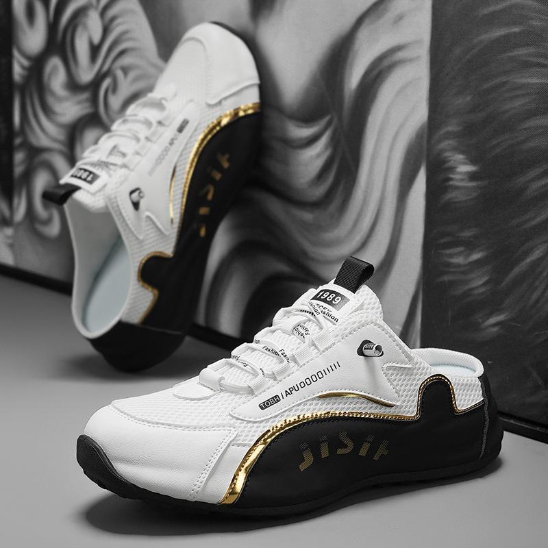 Zapatos de Hombre Talla Grande Verano Baotou Hombres Medias Zapatillas Transpirables Malla Zapatillas Casuales Antideslizantes Zapatillas Deportivas para Hombre Comodidad Chanclas