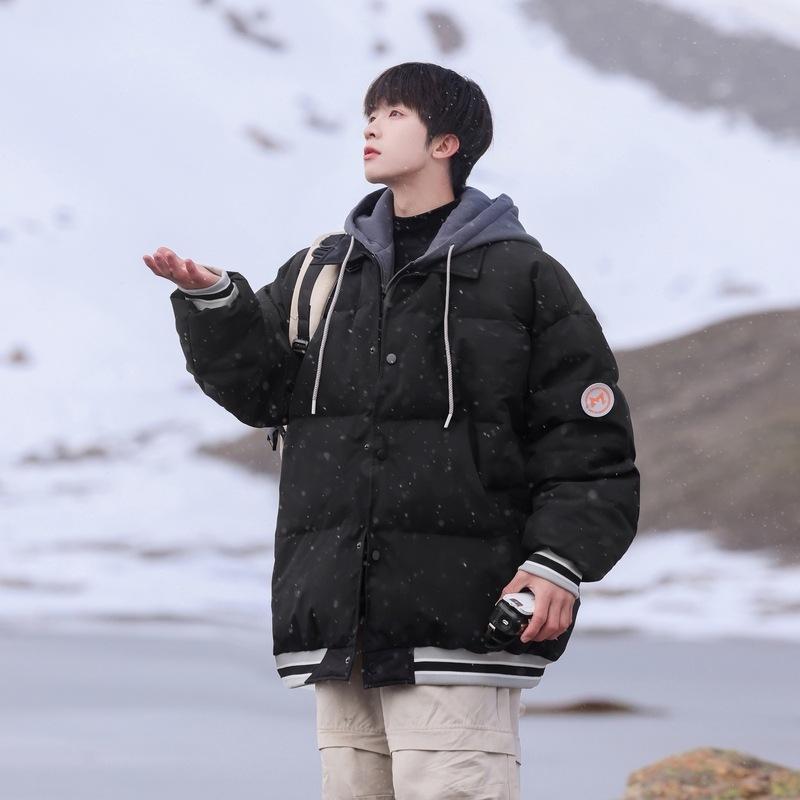 Couples Thickened Winter Updated Hong Kong Style Design Niche Fake Two-piece White Duck Down Jacket