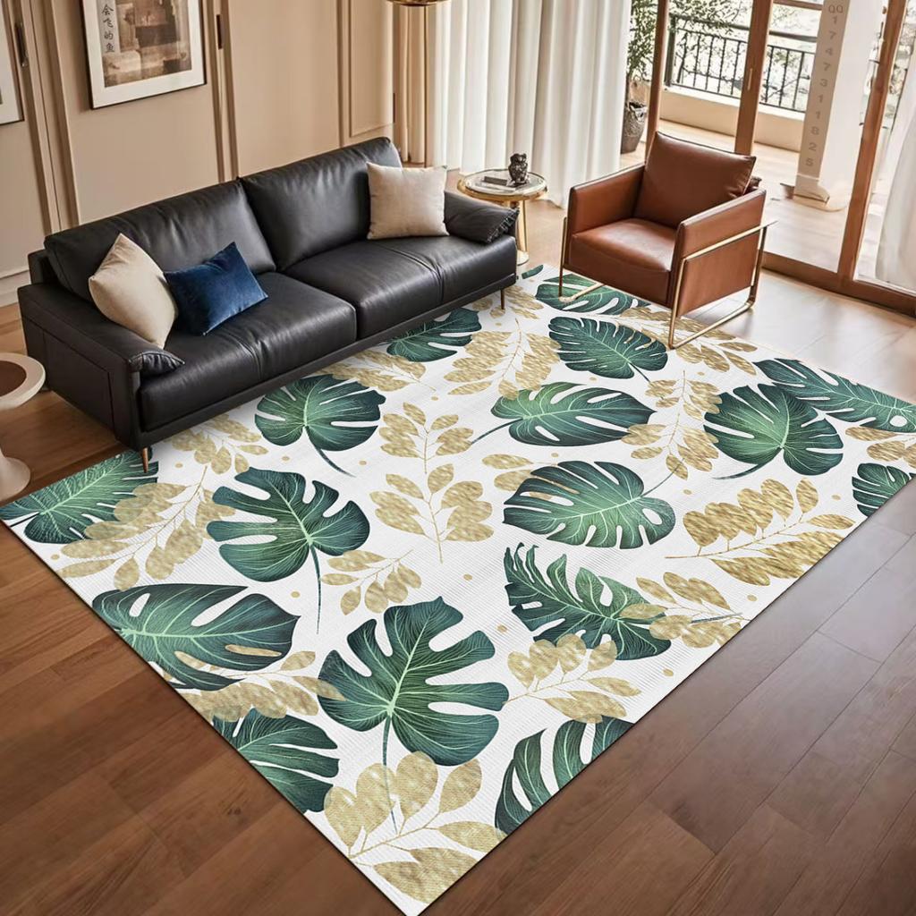Modern Light Luxury Decoration Home Carpet Living Room Plant Pattern Non-slip Room Decor Rug Soft Easy Clean Entrance Door Mat