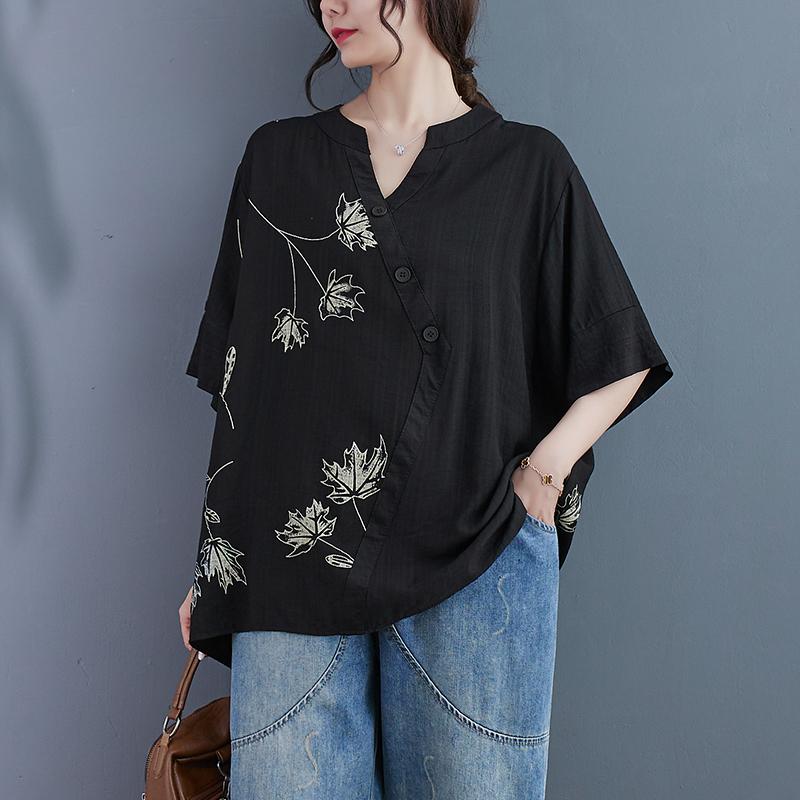 

DIMANAF 2023 Лето Плюс Размер Женская Рубашка Свободный Повседневный Стиль Модные Женские Топы Рубашка Хлопковый Кардиган На Пуговицах Рубашка с Половиной Рукава и Принтом