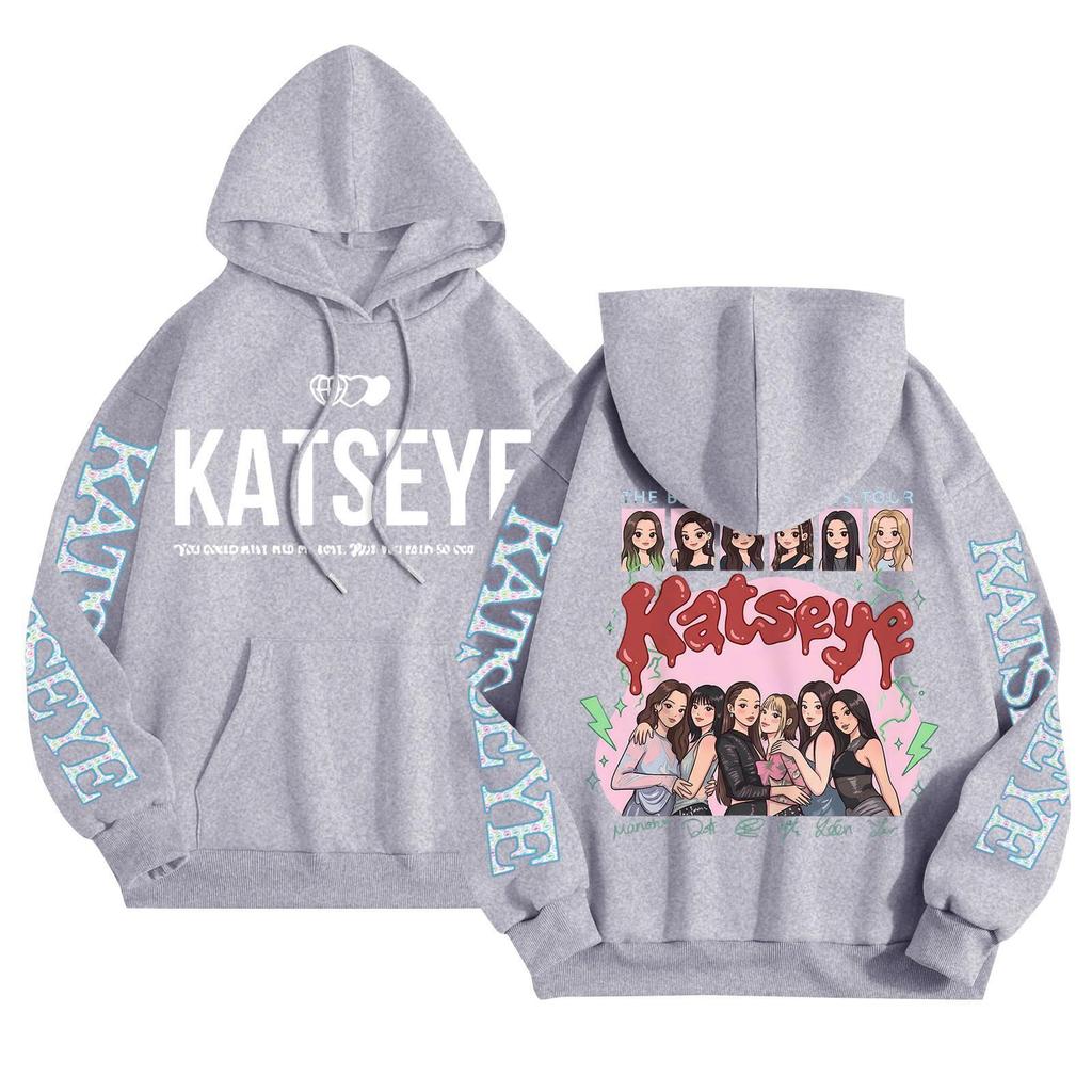 Unisex Mode Leichter Langarm-Pullover mit Taschen Bedruckter Hoodie