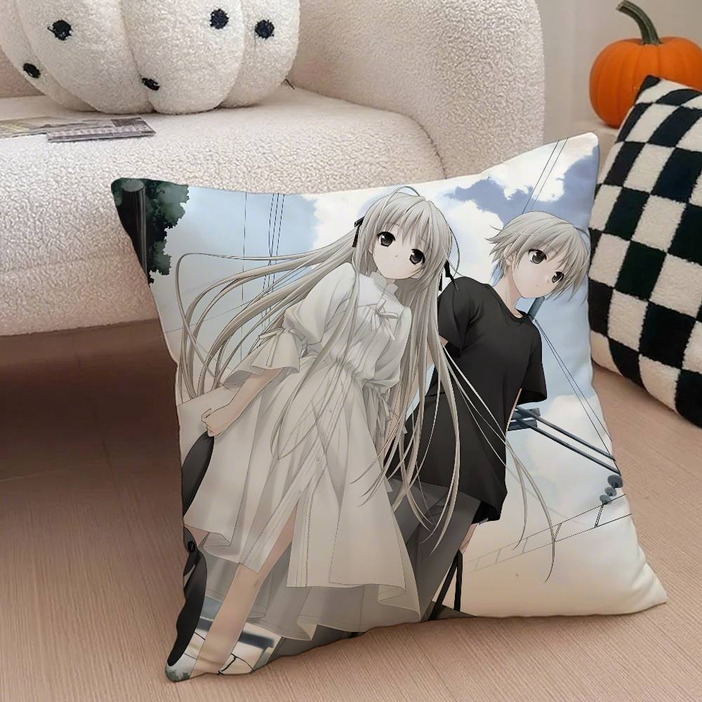 

Cartoon Kwaii Y-Yosuga No Sora Anime Pillow Case Anti-dustmite Pillowcase Invisible Zipper Silky Short Plush Sofa Cushion Cover 12x12Inch