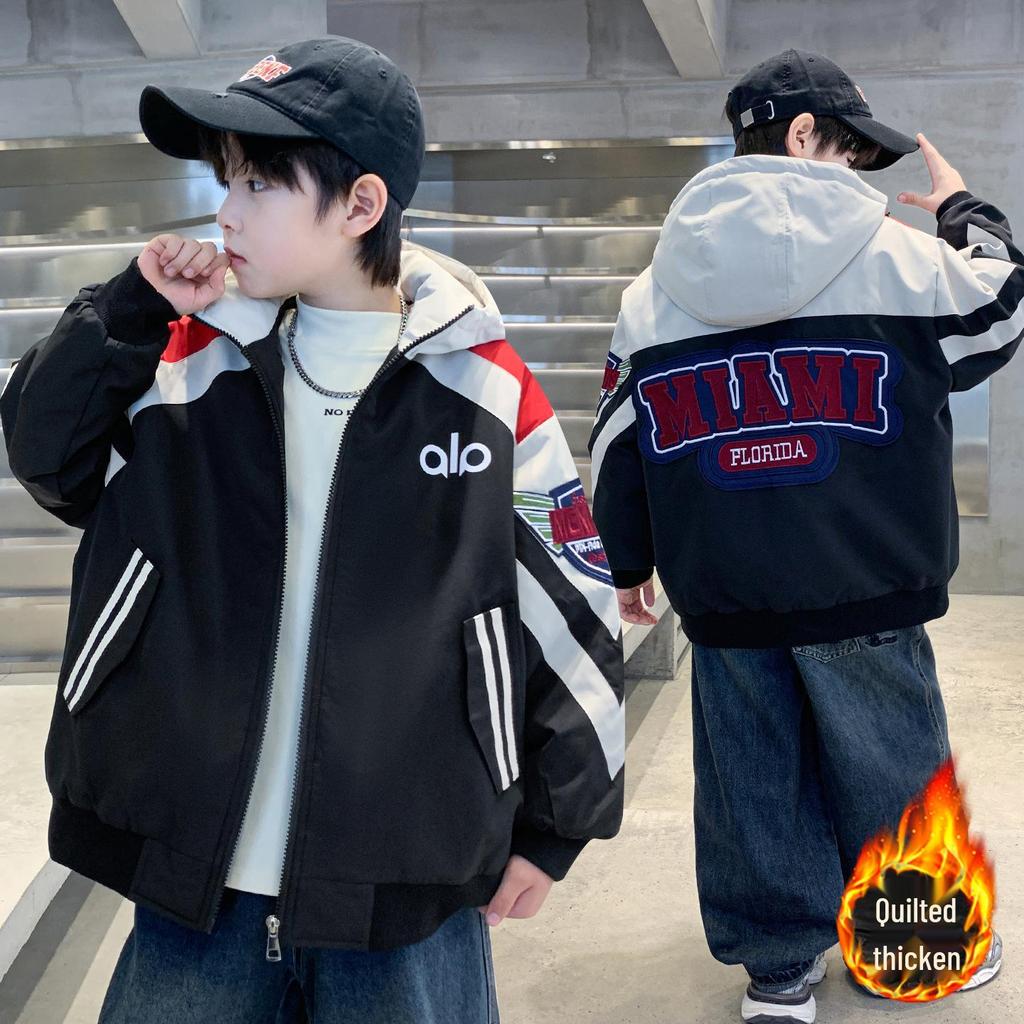 Boys' Trendy Spring & Autumn 2025 Baseball Jacket - Medium/Large Sizes