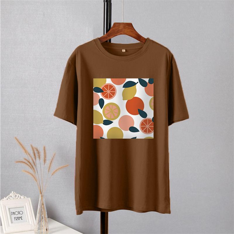 Shellsuning Casaul Kawaii Fruit Printed T Shirt Women Loose O Neck Short Sleeve Base Tees Female Simple Cotton Trendy White Tops