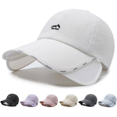 Sunscreen Baseball Cap Women's Summer Golf Cap Thin Breathable Quick-Drying Retractable Shade Cap Men's Big Brim Hat
