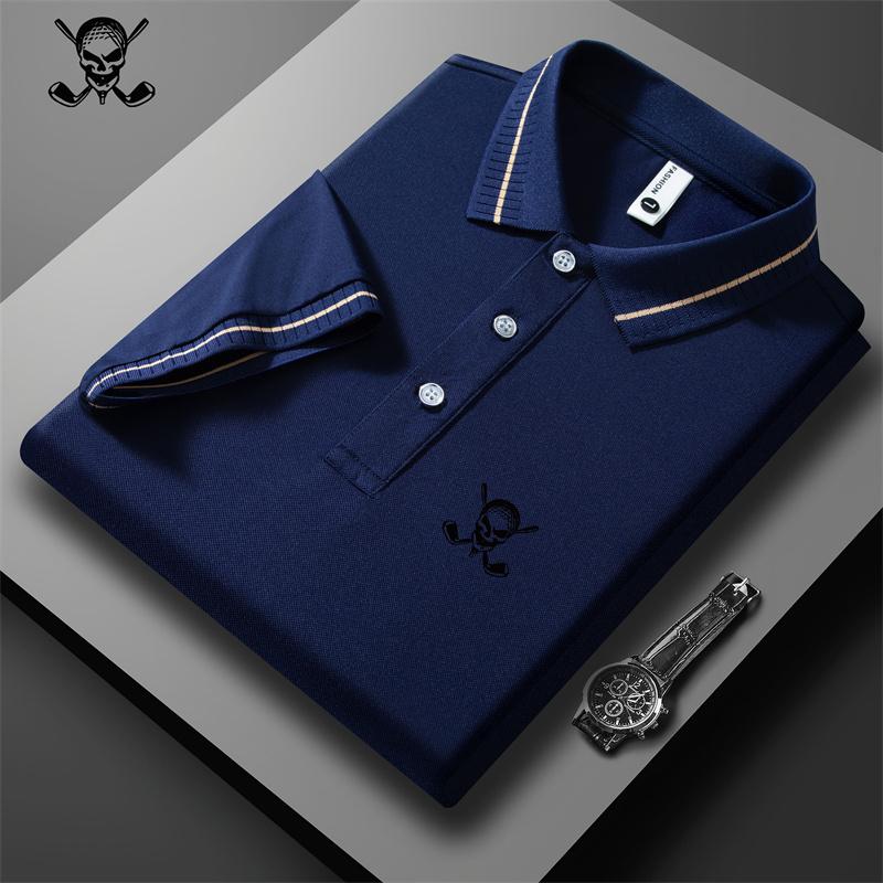 

Высококачественная летняя новинка размера S-3XL, мужская футболка с коротким рукавом, стильная и дышащая рубашка-поло, деловой повседневный топ 3XL темно-синий