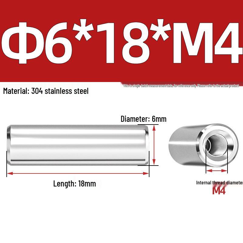 Pin Cilindric din Oțel Inoxidabil 304 cu Filet Interior M4/M6/M8 și Orificiu - Coloană de Suport și Ghidare