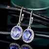 Cao Shi Elegant Blue Zircon Long Earrings for Weddings & Parties