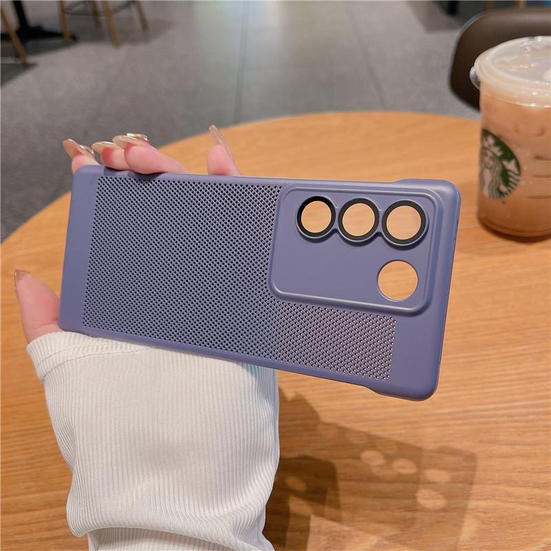 Frameless Heat Dissipation Case With Lens Film For Vivo S18 S17 S17t S16 Pro Breathable Cooling Grid Hard PC Cover Back Shell Protector