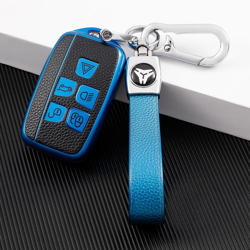 Compatible Leather Car Key Cases for Luhu, JB Range Rover Sport, Velar, Evoque, Discovery 4, and Divine Sport 5.