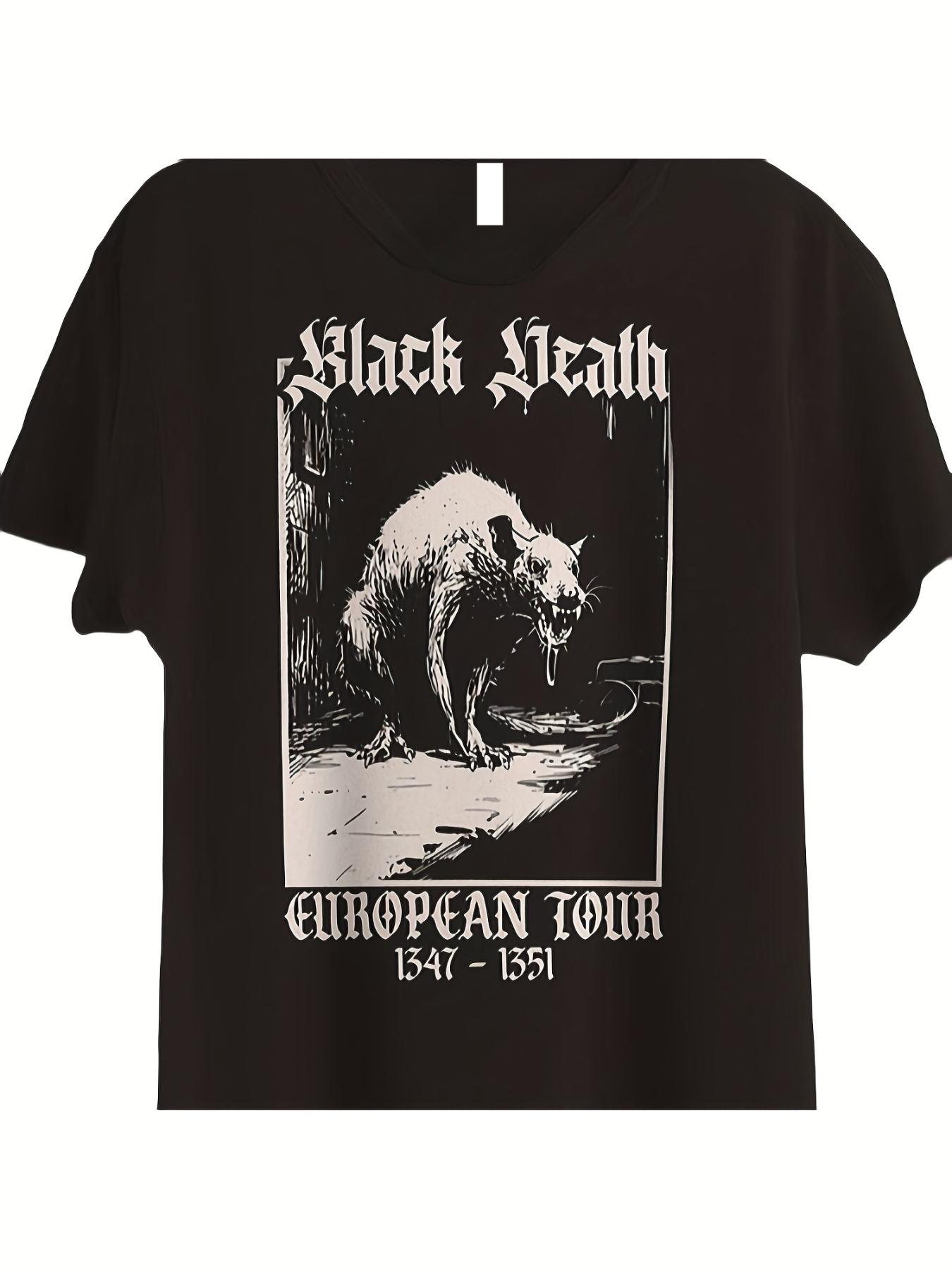 Black Death European Tour T-Shirt- Limited Edition Cotton Printed Shirts XXL