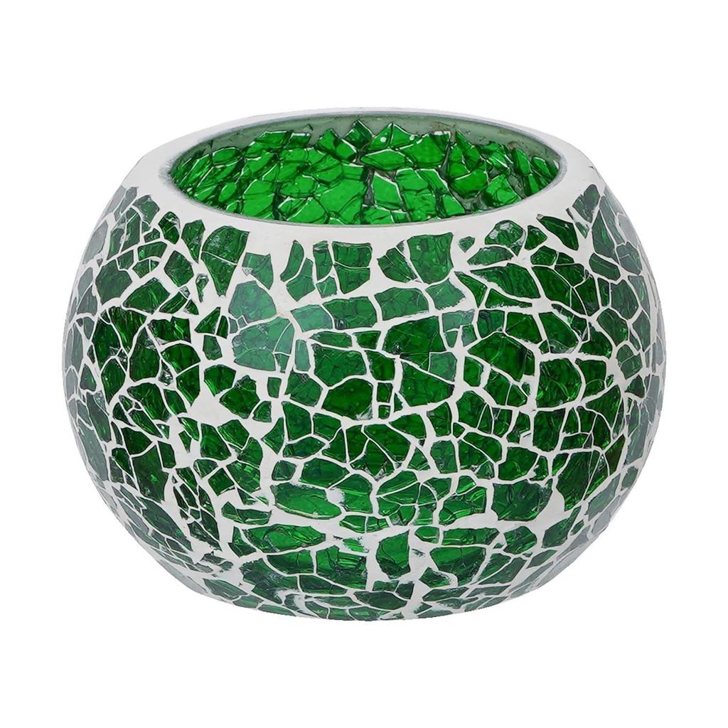 Green Mosaic Glass Decorative Tea Light Candle Holder - Tea Light Holder - T Light Candle Holder for Diwali Decoration Items