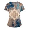 Plus Size Printed Scrub Working Uniform Tops For Women's V-Neck Print Short Sleeve Fun T-Shirts Workwear Tee With Pockets