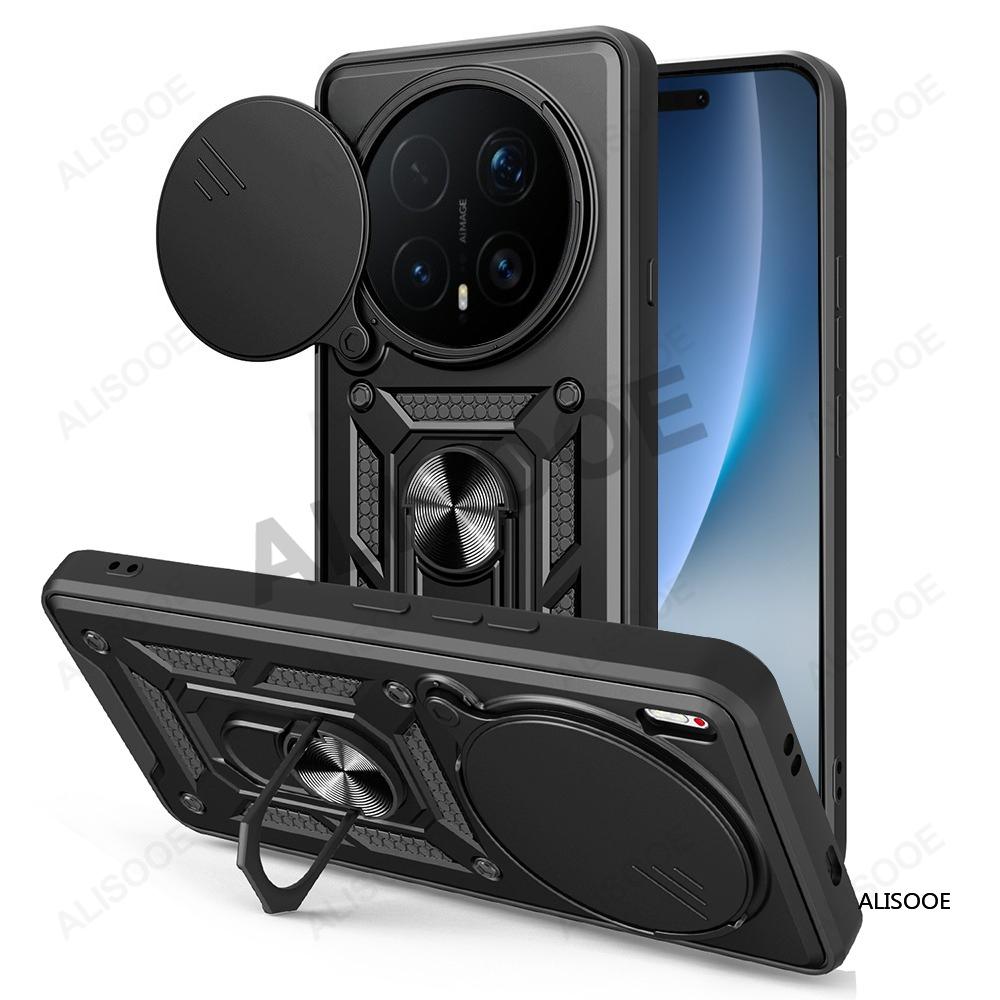 

Чехол для Honor Magic 8 Pro Защита камеры со сдвижной шторкой Кольцо-подставка Противоударная крышка Capa Funda Honor Magic 8 Pro чёрный