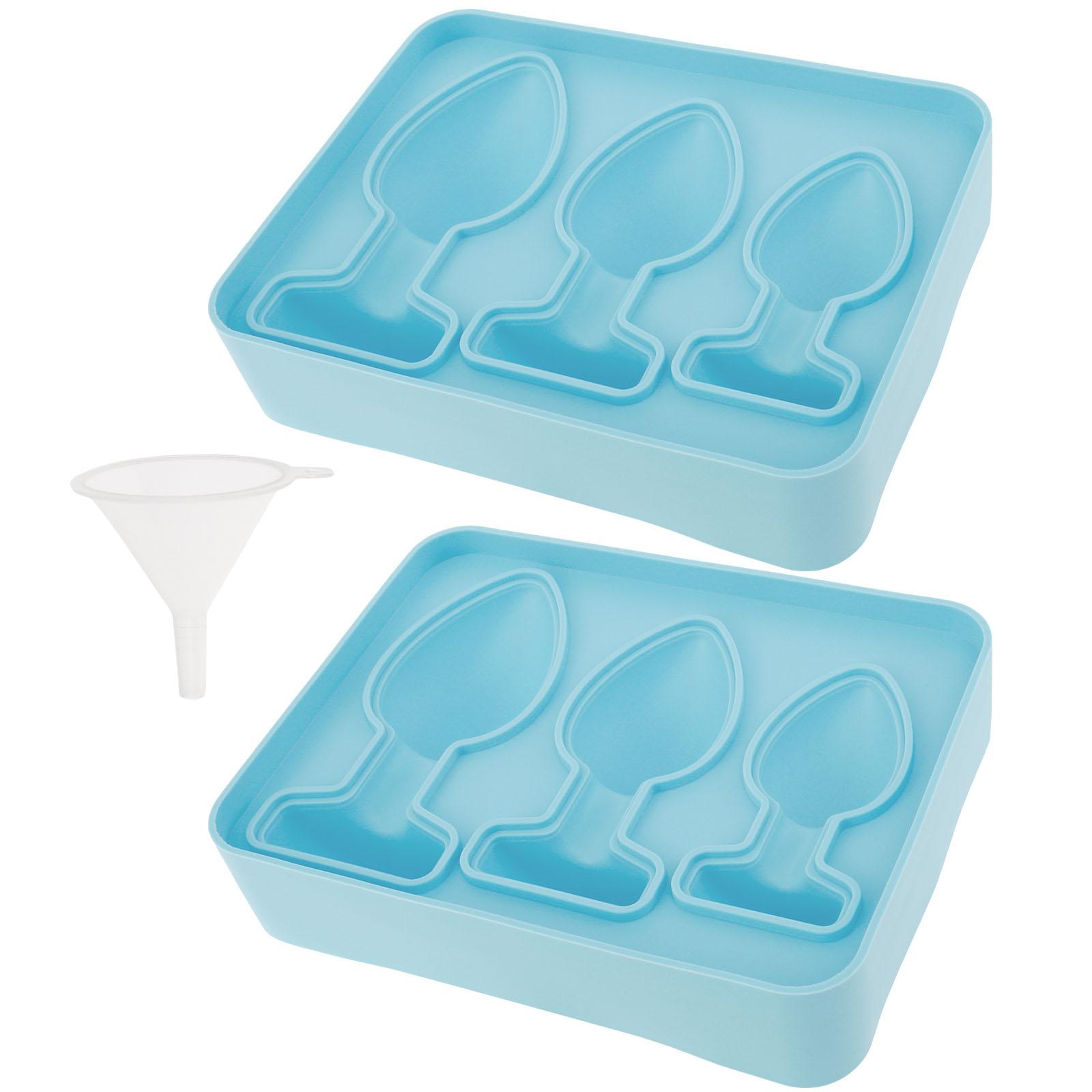2Pcs Prank Ice Mold Silicone Ice Cube Mold, 3-Cavity 3D Creative Funny Ice Cube Tray with Sealed Lid Jelly Molds Cocktail Cube