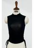 Women's Sporty Style Sleeveless Tight T-Shirt with Ruffled Base Layer, Half-High Neck, Thin and Slightly See-Through