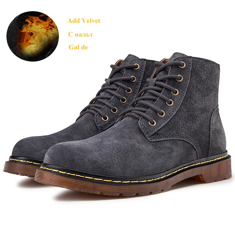 Fashion Brown Suede Boots for Men Classic Leisure Cowboy Boots Men Fur Warm Mens Leather Ankle Boots Plus Size 48 Bota Masculina