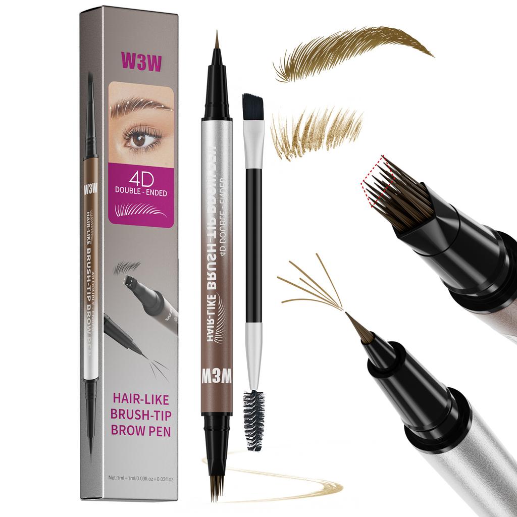W3W Eyebrow Pencil Waterproof And Non-Smudging 4D Micro-Engraving Double-Headed Eyebrow Pencil Eyeliner 2In1 Liquid Eyebrow Pencil