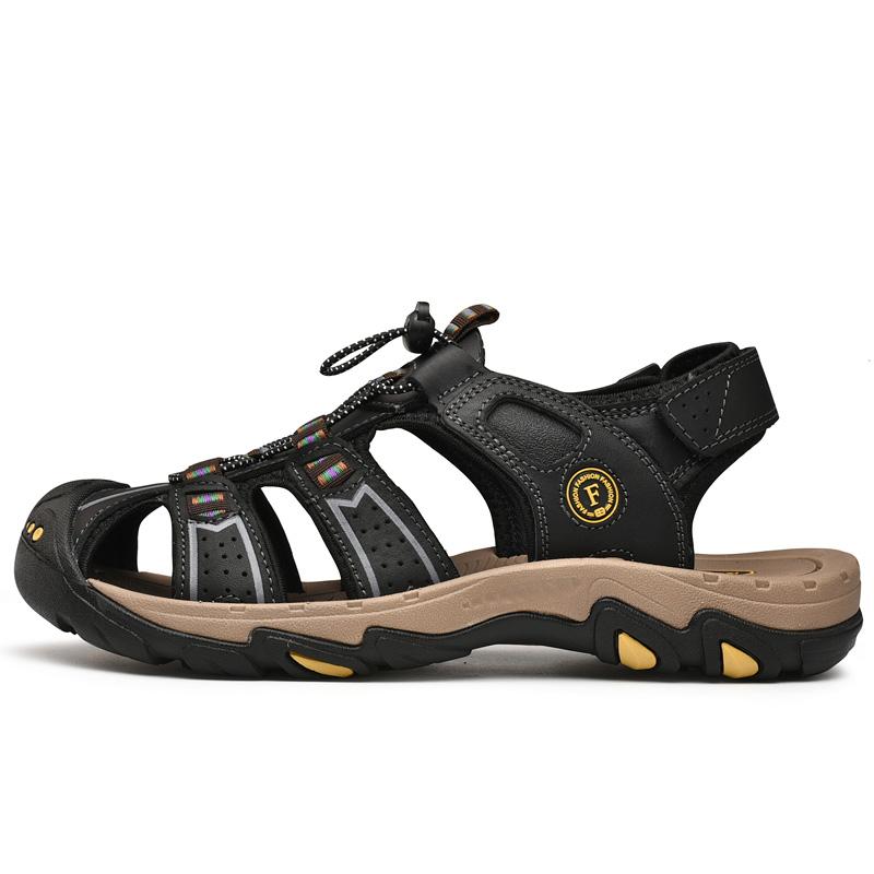Letní pánské boty 2024 Pánské sandály z pravé kůže Outdoorové pánské plážové pantofle Pánské sandály Plus size 38-46 plážové sandálky