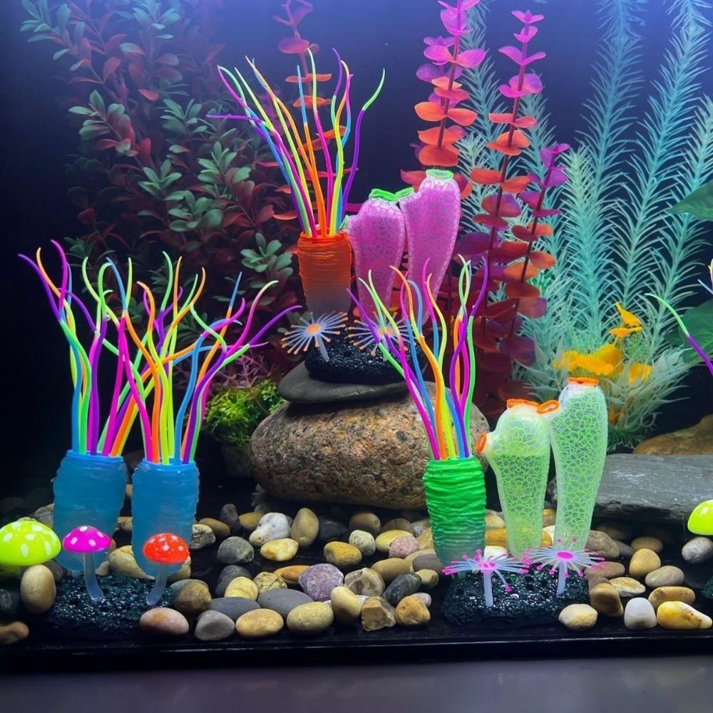 Decorative Luminous Simulated Sea Squirt Realistic Silicone Underwater Plants Lifelike Colorful Artificial Seaweed Fish Tank