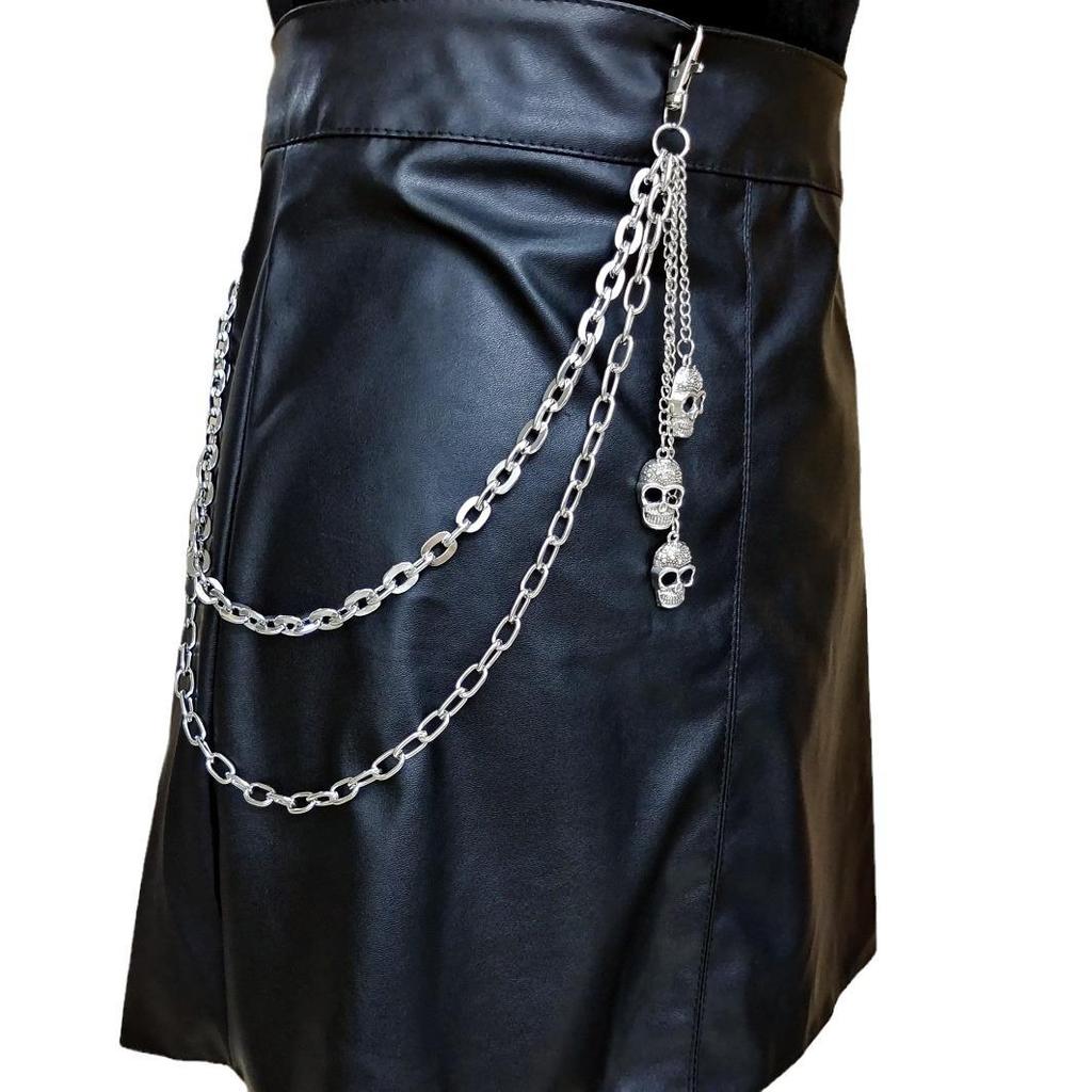 European American Metal Skull Pendant Multi-layer Hip Hop Punk Waist Chain