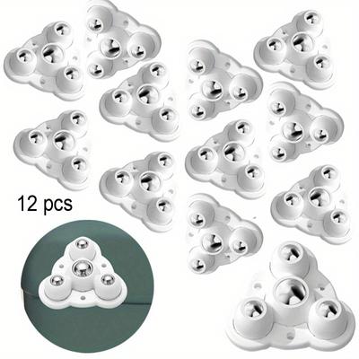 4pcs Self Adhesive Type Mute Ball Universal Wheel 3 Beads Furniture Casters Wheels Stainless Steel Wheel 360° Rotation