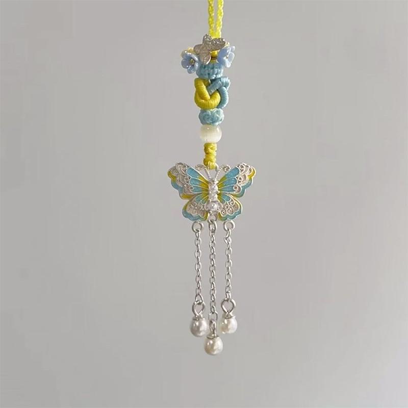 Handmade Colorful Butterfly Hanging Ornament High-End Keychain Niche Chinese Style Pendant Versatile Fashion Phone Decoration