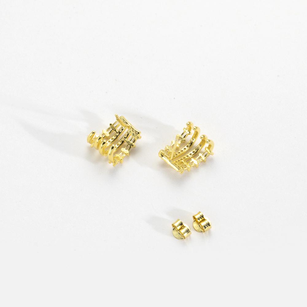 ANDYWEN 925 Sterling Silber Gold Vier Kreis Creolen Zirkon CZ Piercing Ohrring Rock Punk Clips 2023 Valentinstag Geschenk