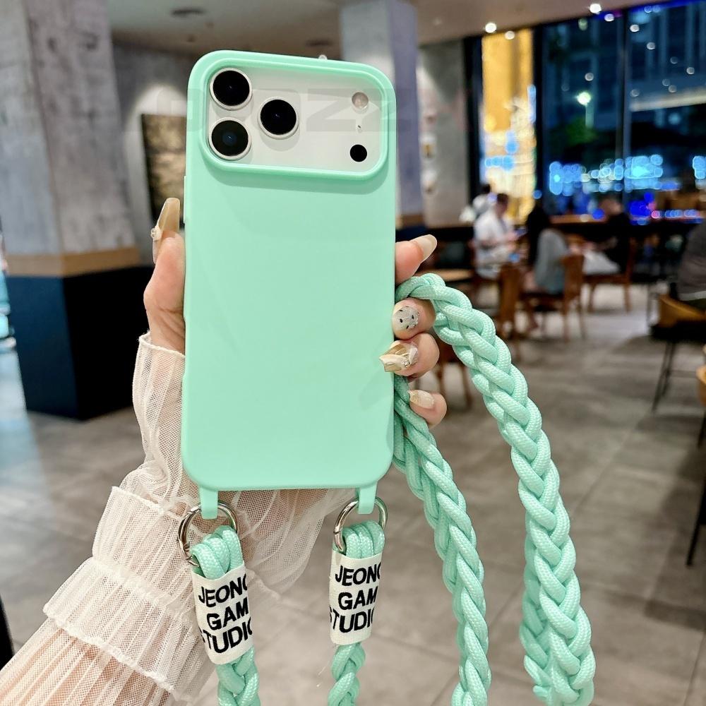 Für iPhone 17 Pro Lanyard Hülle Crossbody Strick-Lanyard Candy Weiche Handyhülle iPhone 17 Pro Max 16 15 14 Plus 13 12 Mini 17Air