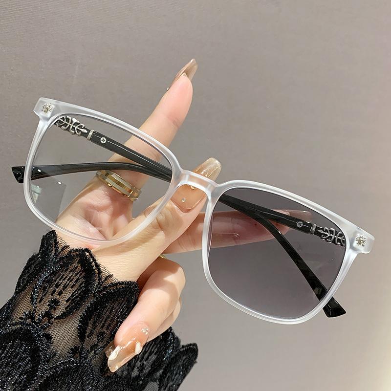 Anti-blue Light Tinted Glasses For Female Students - Popular Oversized Frame Glasses 6027