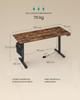 SONGMICS LSD136K01 Height-Adjustable Electric Desk, 70 x 160 x 72–120 cm, Memory Function with 4 Heights, for Home Office, Study, Vintage Brown