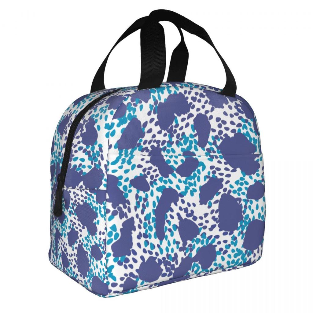 Leopard Animal Fur Printing Insulated Lunch Bag Leakproof Lunch Container Cooler Bag Tote Lunch Box Office Travel Food Handbags